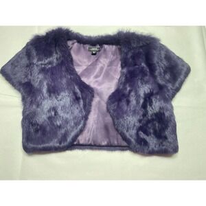 Shine New York Purple 100% Rabbit Fur Shrug Bolero Size Medium Genuine Fur